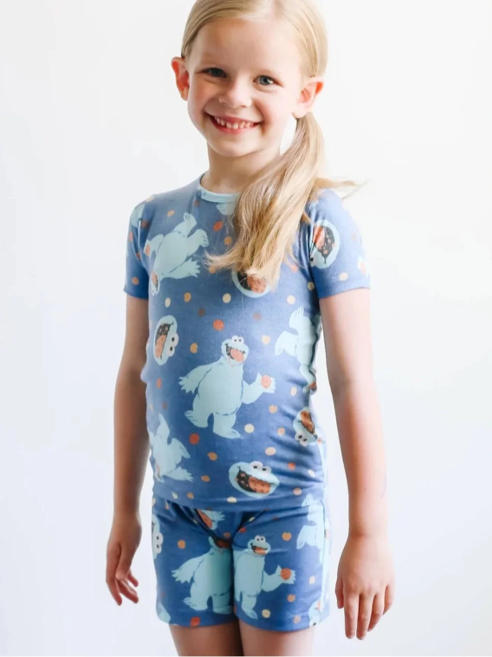 Copper Pearl Cookie Monster- 2pc Short Sleeve Pajama Set - 2T